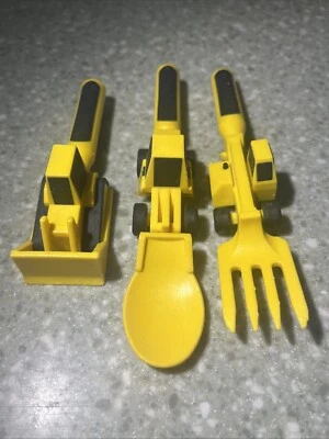 Juego de 3 piezas de utensilios para comer máquina/robot de construcción creativa amarilla Foto 1 de 4