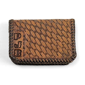 Cartera plegable de cuero vintage "PJB" - Imagen 1 de 6