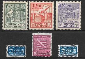 GERMANY RUSSIAN ZONE 1945/46 SG RC19(USED) RC29/30/31(MINT HINGED) +2 LABELS - Picture 1 of 2