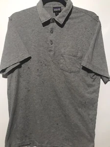 Patagonia Polo Shirt Grey Heather Organic Cotton Short Sleeve Size M - Picture 1 of 3