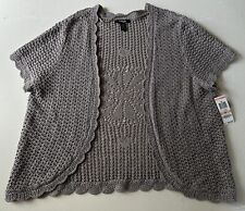 NWT Style & Co Crochet Short Sleeve Open Knit Women's Cardigan Size 2X Truffle