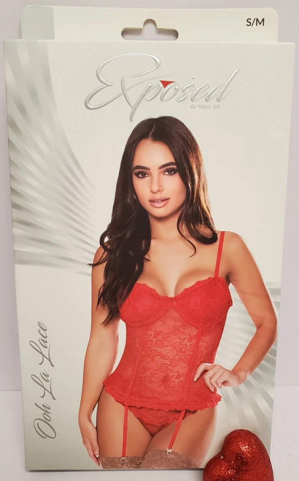 Exposed By Magic Silk Lace Bustier & Panty Set - Image 1 of 4