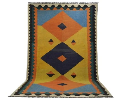 IC674 Handgewebter  Teppich aus Wolle Ghashgai Kelim Natur Farbe 300 x 191 - Bild 1 von 4