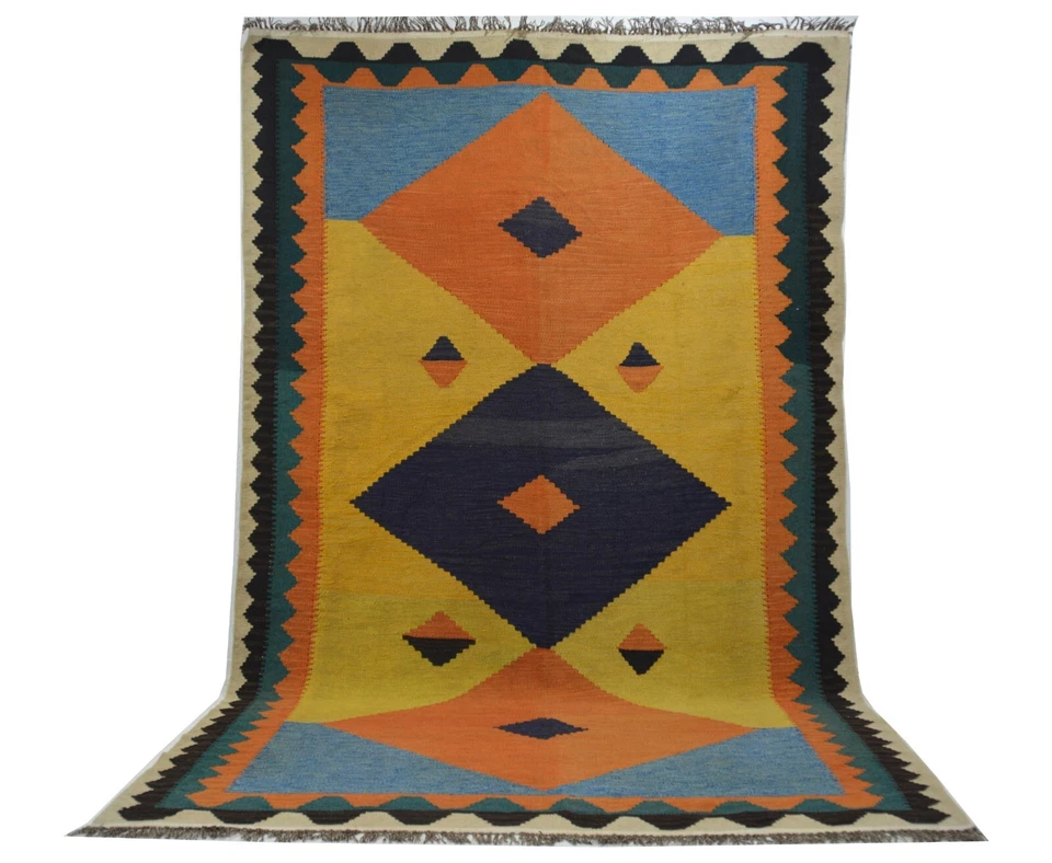 IC674 Handgewebter  Teppich aus Wolle Ghashgai Kelim Natur Farbe 300 x 191 - Bild 1 von 4