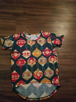 LULAROE GRACIE GIRLS KIDS SIZE 2 GREEN CHRISTMAS PRINT  - Изображение 1 из 3