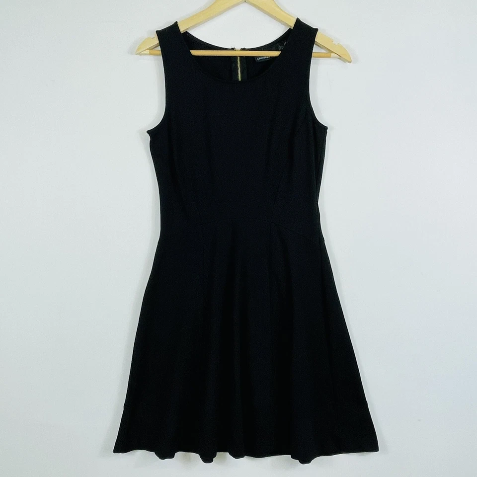 Cynthia Rowley 女式小号黑色连衣裙极简主义无袖 Ponte 胶囊 — 第 1/4 张图片