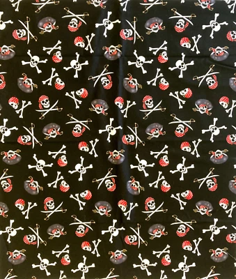 1 Yard  X 43" Wide Fabric Pirate Skulls & Cross Bones Swords~Hi Fashion New! - Image 1 of 2