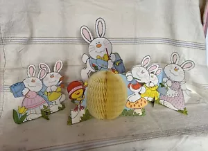 Vintage Hallmark Easter Bunny Table Top Honeycomb Decor Painted Easter Egg - Picture 1 of 14