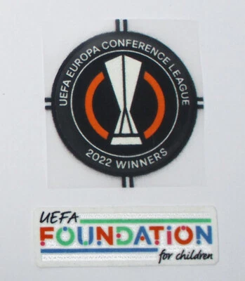UEFA Conference League Sieger 2022 AS Rom Roma Set Flock Patch Badge 2022