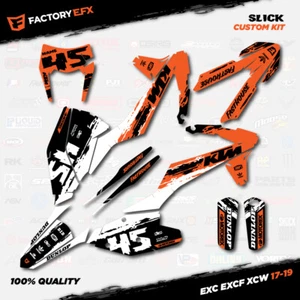 White Orange Slick Racing Graphic Kit fit KTM 17-19 EXC EXCF XCW 200 250 300 450 - Foto 1 di 5