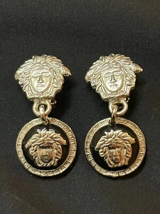 Pendientes VERSACE GIANNI VERSACE Plata Negra Medalla Moneda Columpio De Colección - Imagen 1 de 20