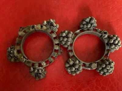 Старинный латунный ручной работы Раджастхан племенной женщин Ghungaroo Када пара браслет - Изображение 1 из 4