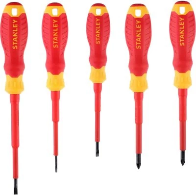 Stanley 5 Piece VDE Electricians Screwdriver PZ & Slotted Set STHT65556-0 - Image 1 of 2