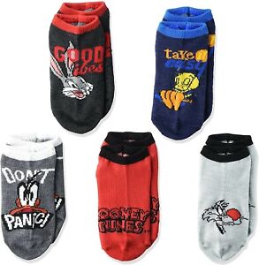 SPACE JAM 2 LOONEY TUNES 5-Pack Low Cut No Show Kids Ages 3-8 (Socks Size 6-8.5)