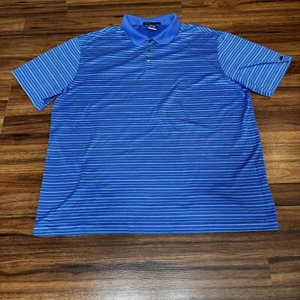 Nike Tiger Woods Collection Golf Polo Shirt Men's Size 2XL Blue Striped Dri-Fit - Picture 1 of 15