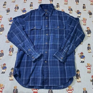 Polo Ralph Lauren Blue Plaid Button Up Shirt Adult LARGE Relaxed Fit Cotton  - Picture 1 of 8