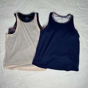 Athleta Girl Double Layer Sports Bra Tops Set of 2 Size S/7 Pink and Blue Galaxy - Picture 1 of 12