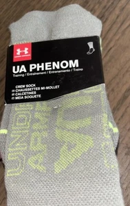UNDER ARMOUR 3-Pair Boys Phenom Graphic Training Crew Socks Green Youth 13.5K-4Y - Picture 1 of 6