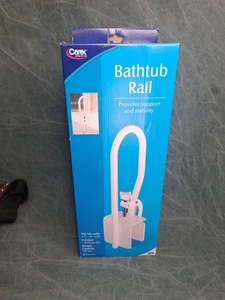 Bath Safety Bar Bathtub Rail Grab White Bathroom Shower Handle Tub Adjustable - Picture 1 of 6