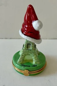 Astoria Limoges Joyeux Noel Torre Eiffel Babbo Natale Cappello Porcellana Portagioie 4,5" - Foto 1 di 6