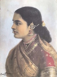 Ravi Varma Print Art India Myth Hindu God Kitsch Reprint Lady Woman - Picture 1 of 3