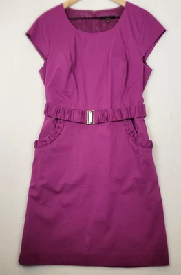 Платье-футляр Adrienne Vittadini 14 фиолетовое с поясом карманы офис карьера современное - Изображение 1 из 4