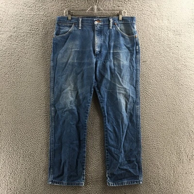 Wrangler Cowboy Cut Jeans Mens 38x32 Blue Denim Cotton High Rise Zip Fly Casual - Image 1 of 4