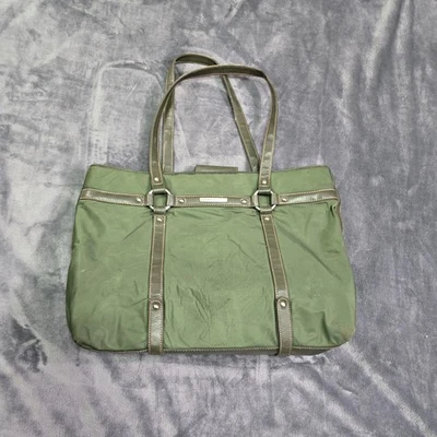 De Colección Tommy Hilfiger Bolso de Mano Mujer Grande Verde Nylon Cuero Borde Cartera de Hombro Foto 1 de 4