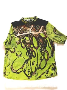 JAMIE SADOCK Women Top Activewear Polo  Sz XL Multicolor Green Short Sleeve - Picture 1 of 12
