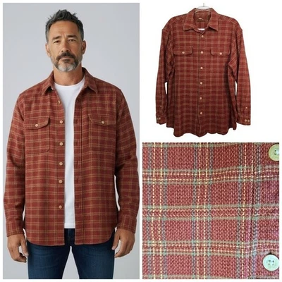 Bob Timberlake Plaid Long Sleeve Button Up Shirt Men's Size L Red Yellow - Image 1 of 4