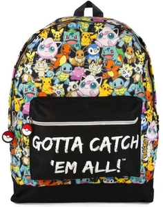 Mochila Pokemon Negra Estampado Multi Personaje y Tengo que Atraparlos Todo Unisex Niños - Imagen 1 de 7