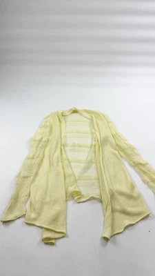 Eileen Fisher Cardigan Womens Small Yellow Linen Open Knit Lightweight Sweater - Image 1 of 4