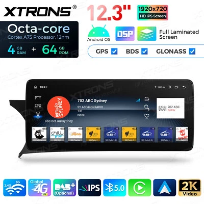 12.3" CarPlay Android 14 8-Core 64GB Car Stereo GPS Navi For Benz C-Class W204 - Image 1 of 4