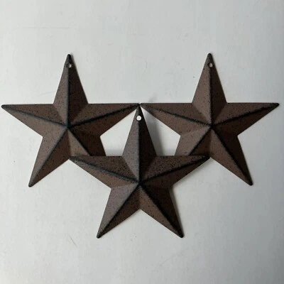 Set/3 Brown & Black Barn Star Stars 3.5" Primitive Metal Farmhouse Craft Supply - Image 1 of 4