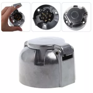 12N 7 Pin Metal Towing Socket For Trailer Or Caravan Lights 12 Volt Aluminium UK - Picture 1 of 9