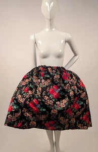 ANTIQUE VICTORIAN FLORAL PRINT SKIRT W SATIN FINISH - Picture 1 of 4