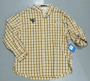 West Virginia Columbia PFG Super Tamiami Button Up Shirt Men's 2XL Retail $80 - Picture 1 of 6