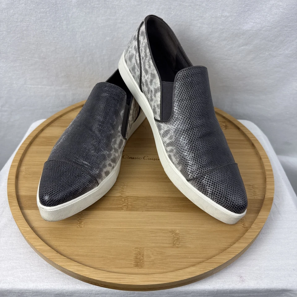 Women's Vince Slip On Leather Loafers Sz 8 M / 38 EU Umbre Gray Animal Print - Image 1 of 4