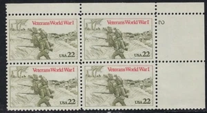 USA - MNH Plate Block 4 22c Veterans of WWI....... .........#2154..... - 620 - Picture 1 of 1