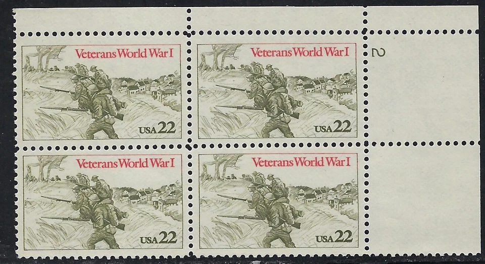 USA - MNH Plate Block 4  22c Veterans of WWI....... .........#2154..... - 620 - Image 1 of 1