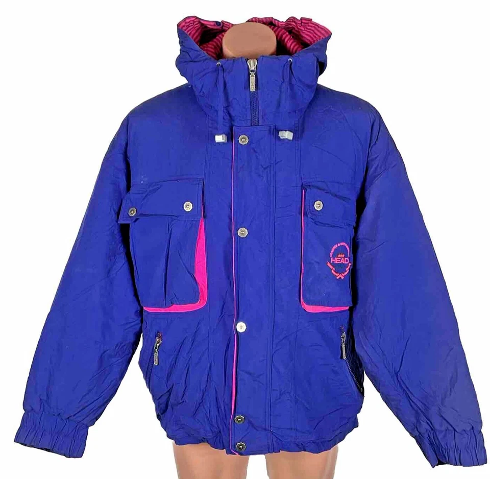 De colección Años 80 90 TYROLIA by Head Chaqueta Esquí Abrigo XL Invierno Abrigo Neón Rosa Azul Puffer Foto 1 de 4