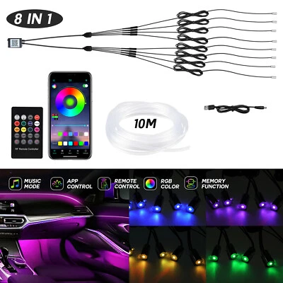 Iluminación interior coche 10M LED iluminación ambiente RGB APP USB para Mercedes - Imagen 1 de 4