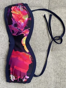 Sujetador Top Bikini Athleta Pequeño Azul Abstracto Sin Tirantes Traje de Baño Correa Extraíble - Imagen 1 de 8