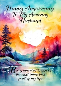 NEW Happy Anniversary To My Wonderful Husband A5 Card  'Being Married To You' - Picture 1 of 4