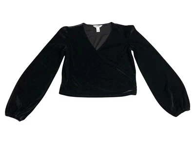 Top Arizona Juniors S Negro Terciopelo Envoltura Corta Frontal Y2K Caprimigoth Gótico Foto 1 de 4