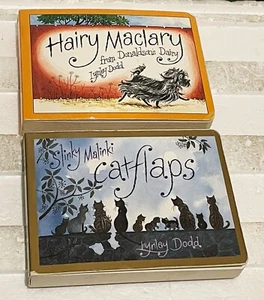 Lynley Dodd Books x 2 HAIRY MACLARY & STINKY MAKINKI CAT FLAPS Book Boards VGC - Picture 1 of 7