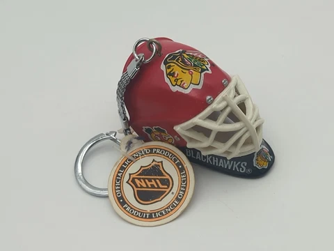 Lil Sports Brat Keychain Soccer NHL Chicago Blackhawks Red Helmet NHL 1980's JFS Cover