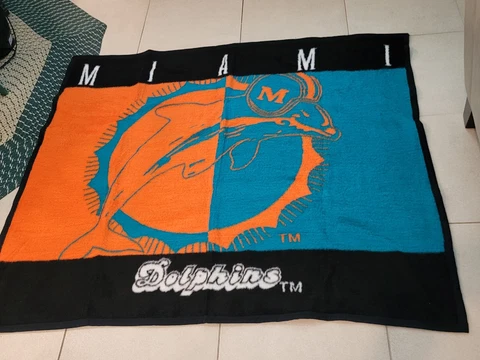 Vintage Miami Dolphins Biederlack Stadium Blanket Throw NFL Football 56 x 50 Cover