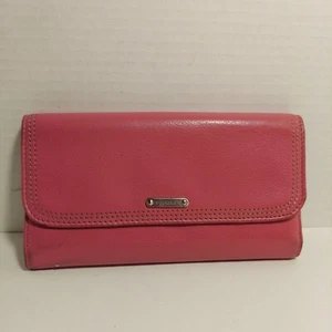 Dockers Damen rosa Kunstleder dreifach faltbare Geldbörse mit kariertem Futter Vintage - Bild 1 von 14