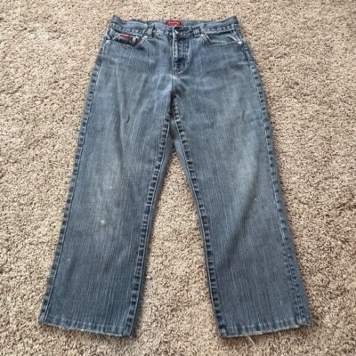 Pantalones de mezclilla capri CHAPS para mujer 6 elásticos lavado medio desgastados tiro alto Foto 1 de 4